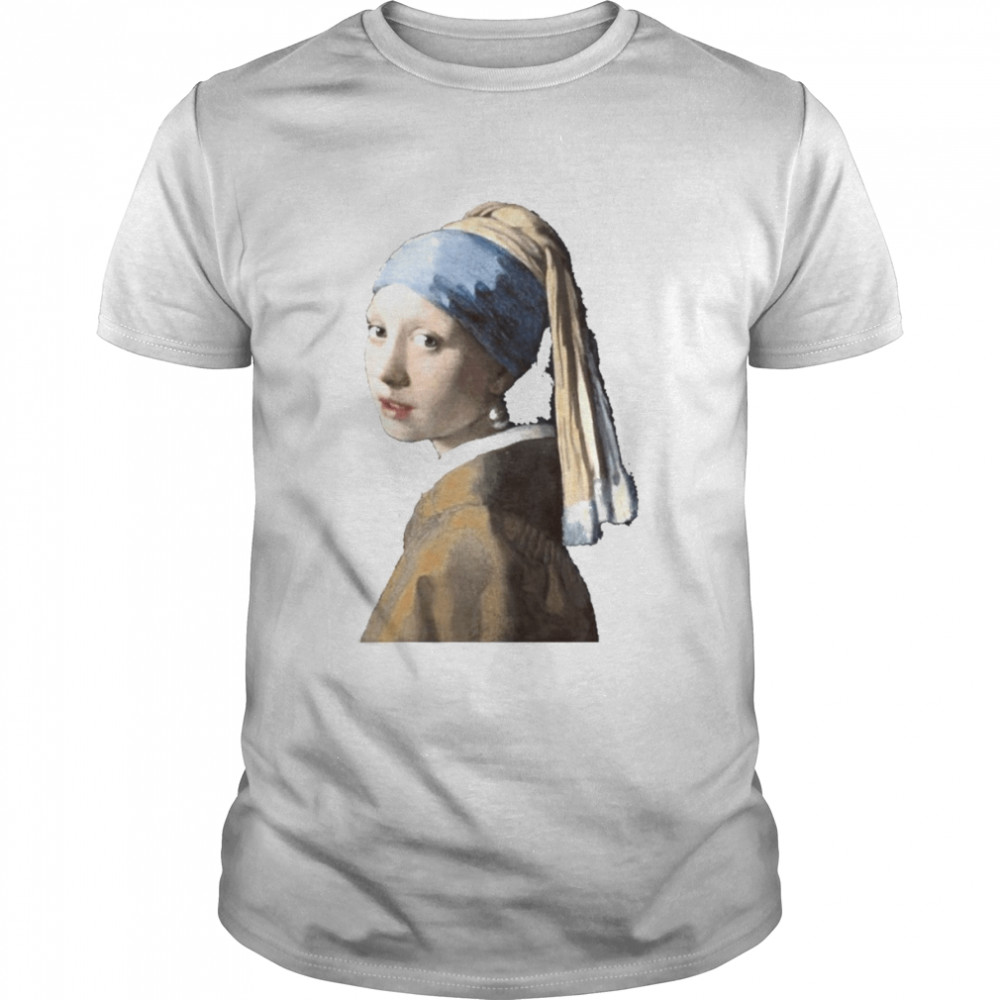Girl With A Pearl Earring Print Vermeer Art Teacher  Classic Men's T-shirt