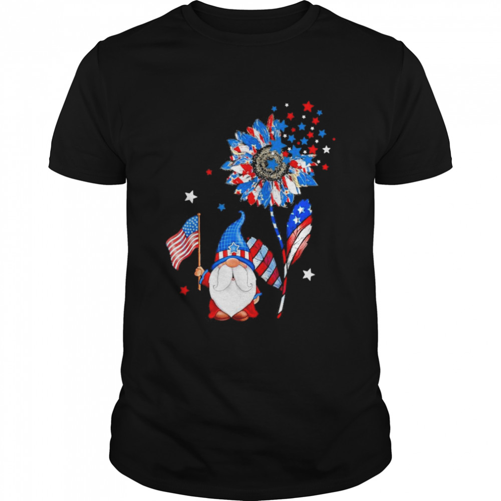 4th of July Gnomes Patriotic American Flag Sunflower Shirt