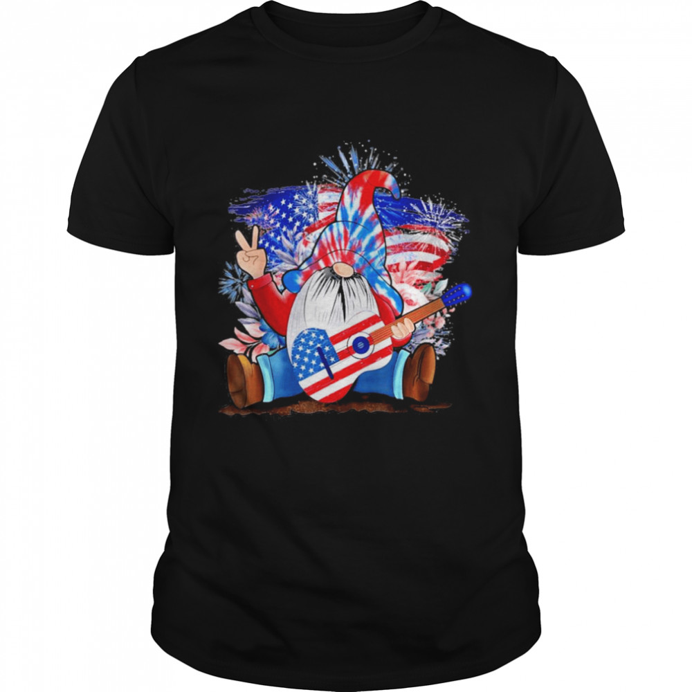 Gnome Play Guitar Shirt Patriotic 4th Of July Shirt