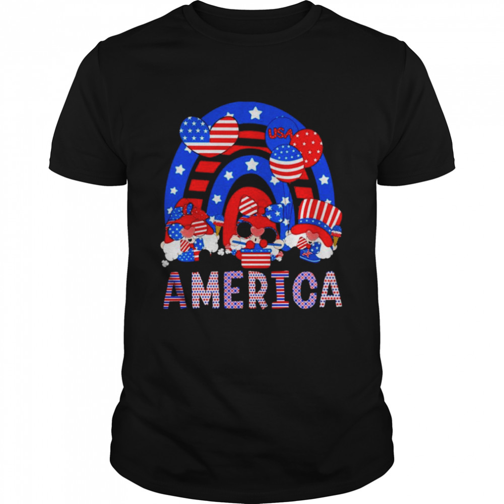 Happy 4th of July Gnome Cool Rainbow 4th July Gnomes America Shirt