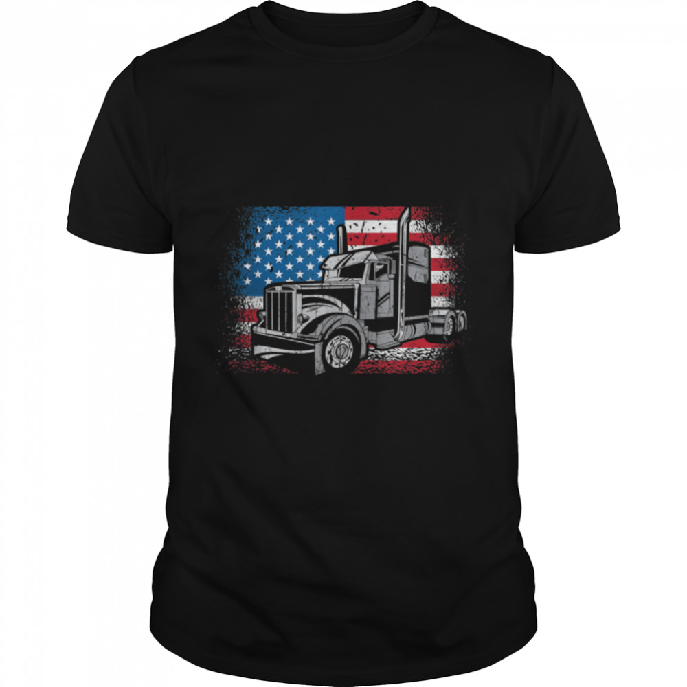 American Flag trucker truck driver T-Shirt B09PJ19KLX