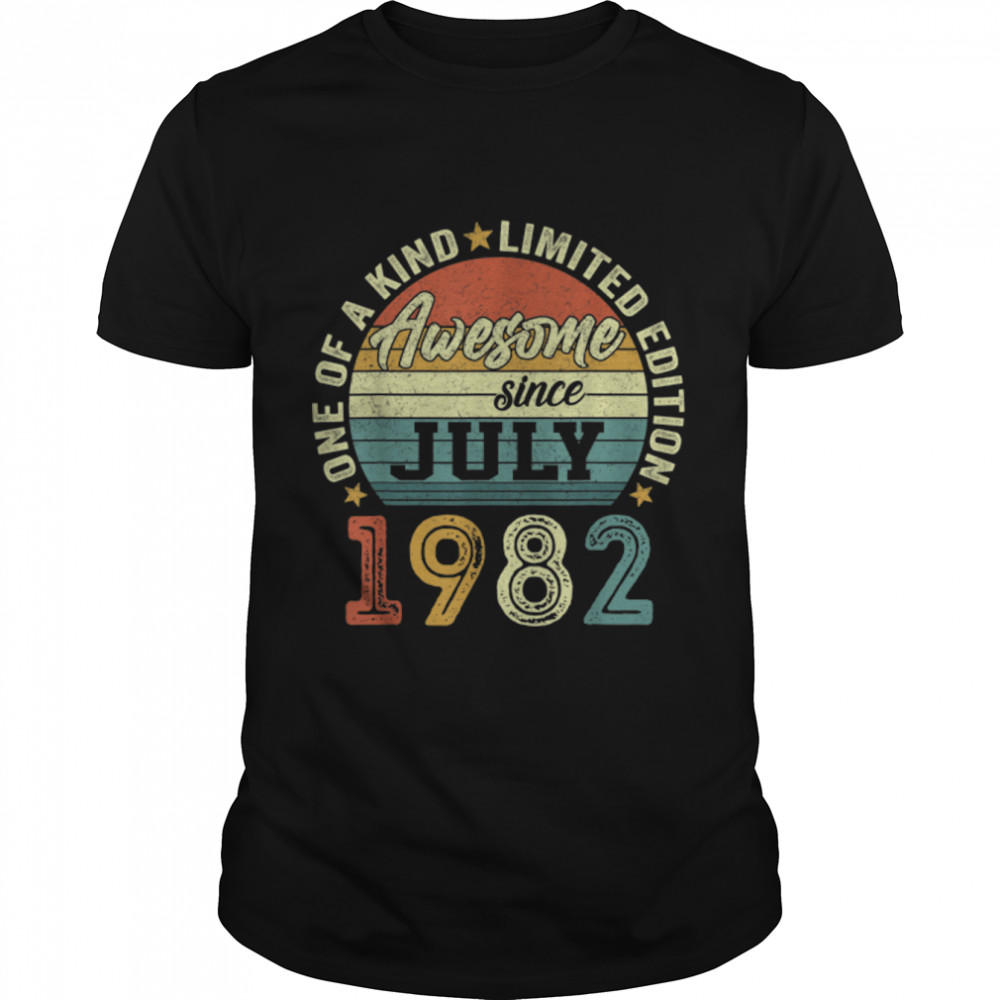 Awesome Since July 1982 40 Years Old 40th Birthday Gifts T-Shirt B0B35W6B1P