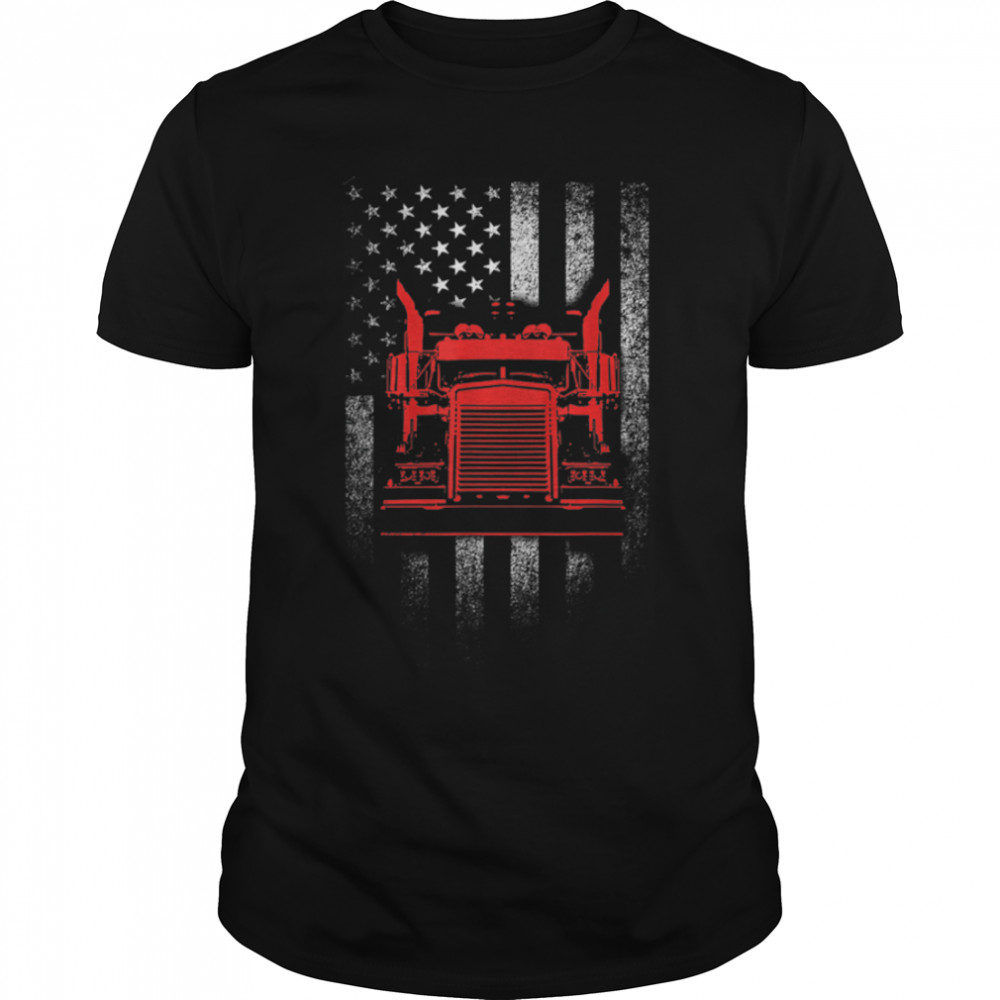 Us trucking - US flag with truck t-shirt B07PJDSS3L Classic Men's T-shirt