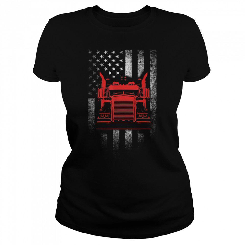 Us trucking - US flag with truck t-shirt B07PJDSS3L Classic Women's T-shirt