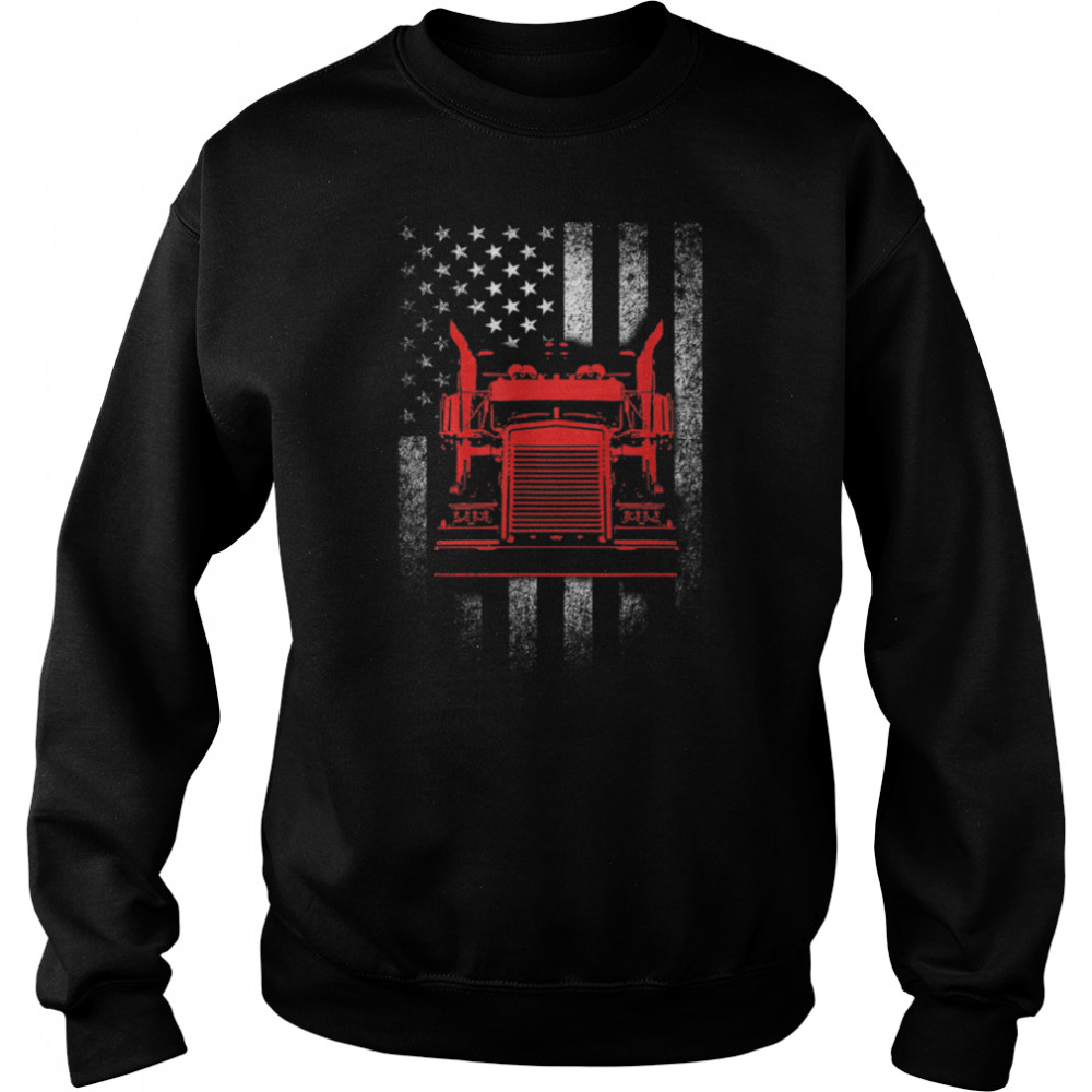 Us trucking - US flag with truck t-shirt B07PJDSS3L Unisex Sweatshirt
