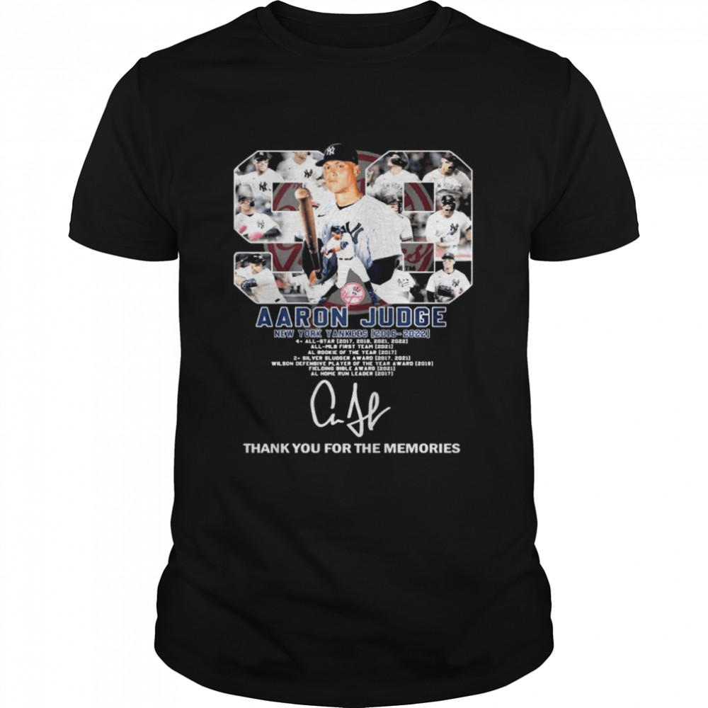 Aaron Judge New York Yankees 2016-2022 Signatures Thank You For The Memories Shirt
