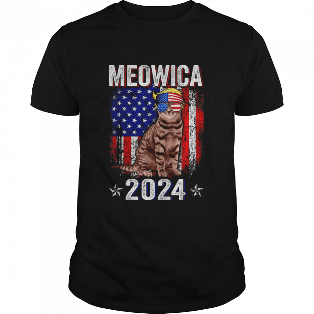 Meowica Cat American Flag Patriotic 4th Of July Trump 2024 T- Classic Men's T-shirt