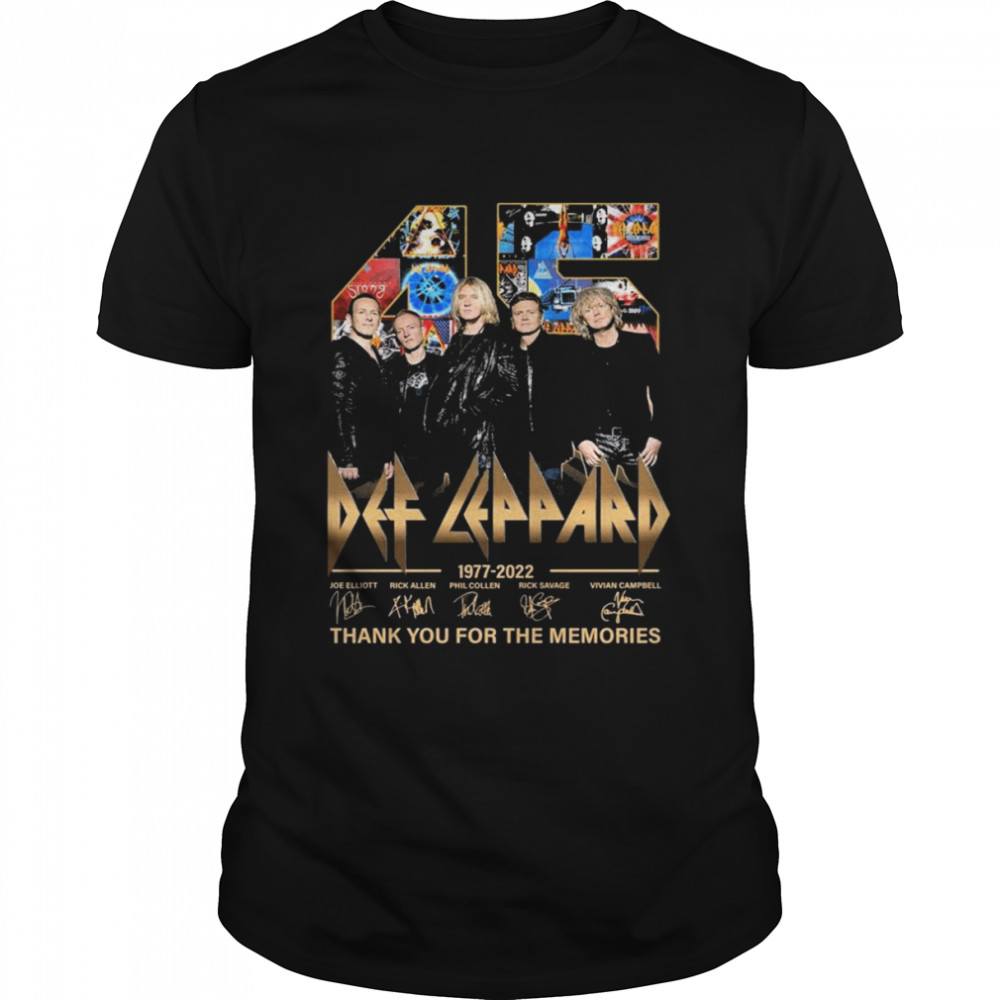 45 Years Of Def-Leppard 1977 2022 Signatures Thank You For The Memories T-Shirt