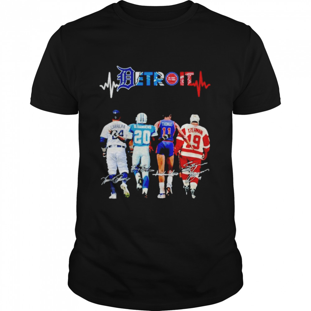 Detroit Sports Teams Cabrera B.Sanders Thomas and Yzerman signature shirt Classic Men's T-shirt