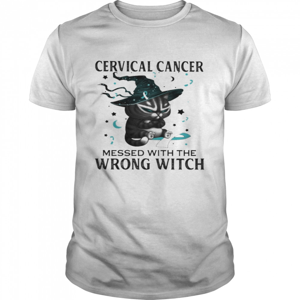 Black Cat Cervical Cancer messed with the wrong Witch halloween shirt Classic Men's T-shirt