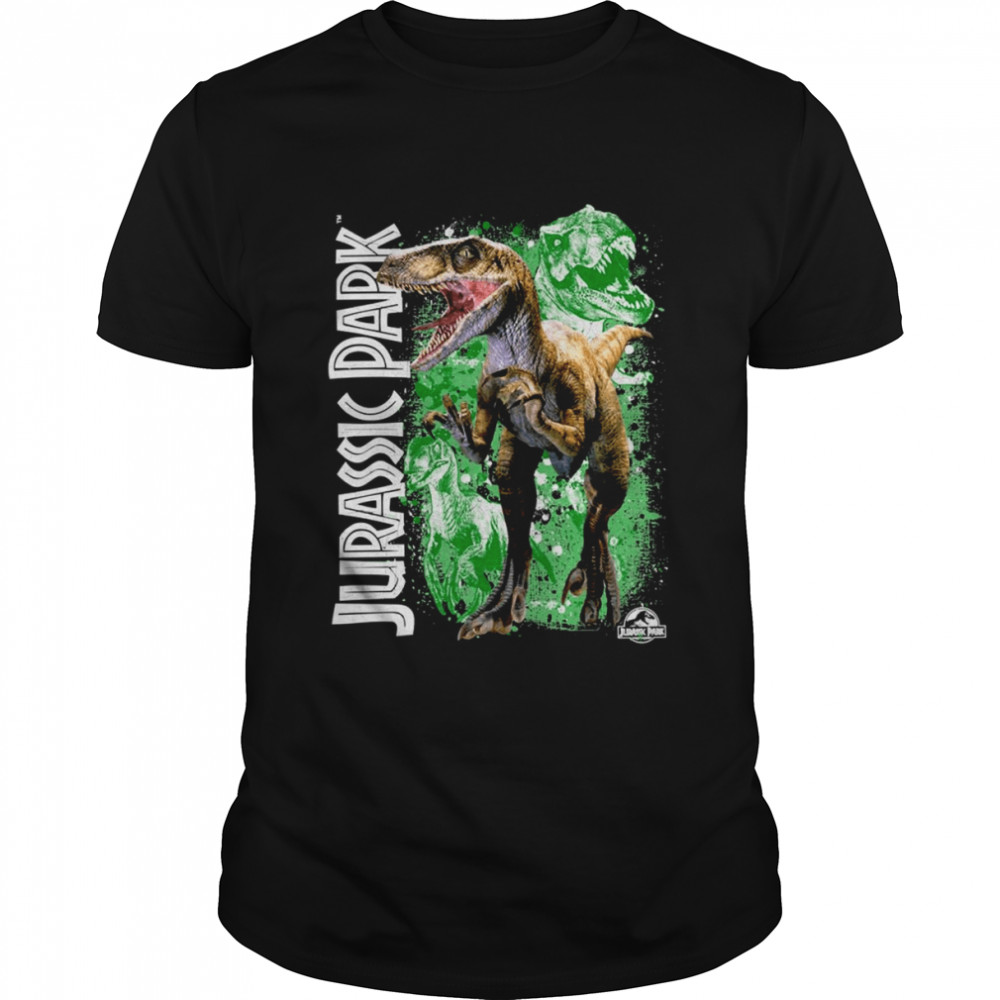 Dinosaur Paint Splatter Collage Jurassic Park shirt