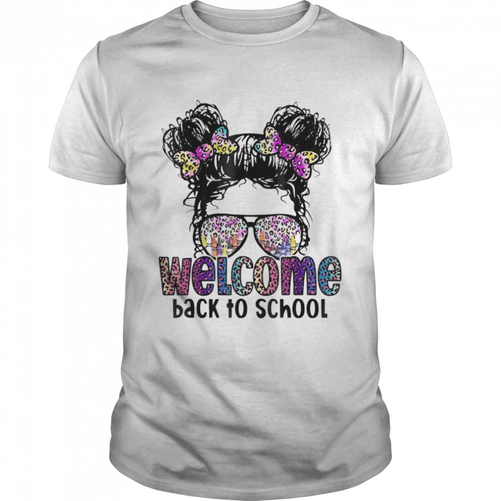 Welcome back to school daughter girls messy bun leopard cute T- Classic Men's T-shirt