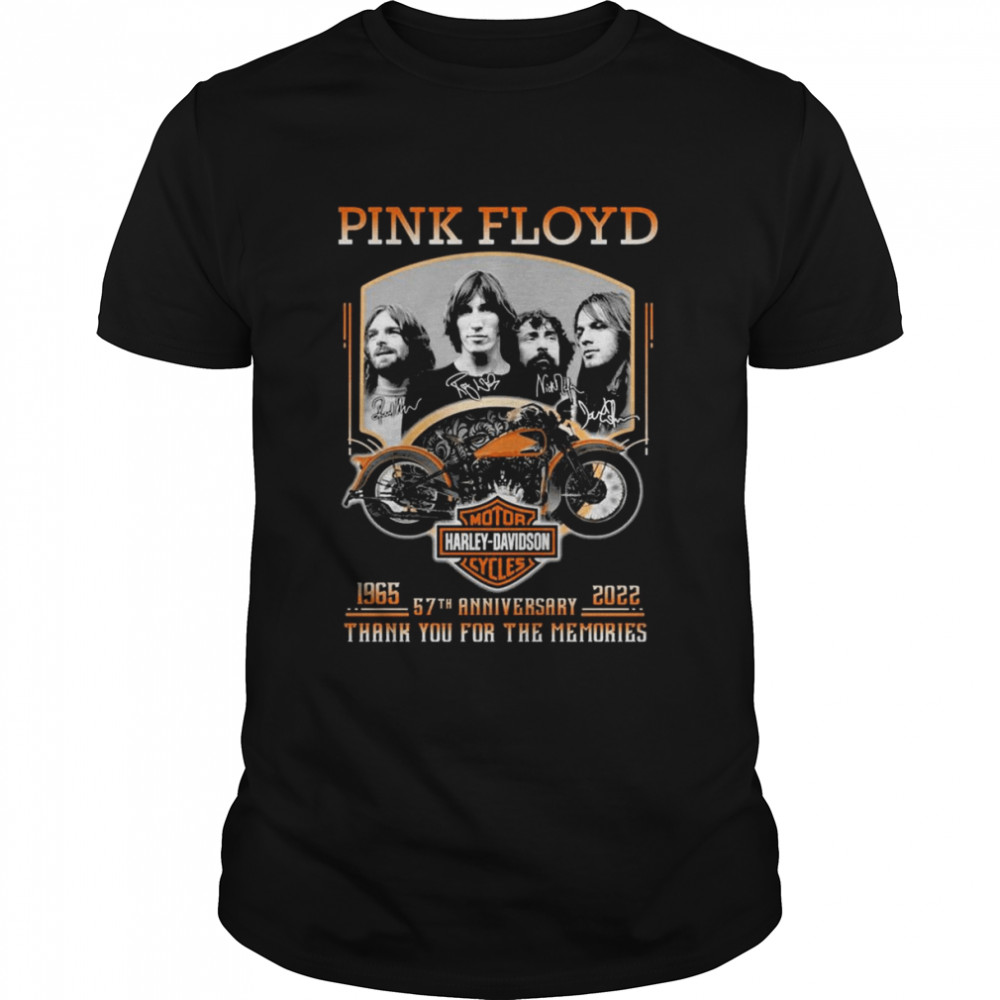 1965-2022 Pink Floyd Harley-Davidson 57th Anniversary Thank You For The Memories Signatures Classic Men's T-shirt