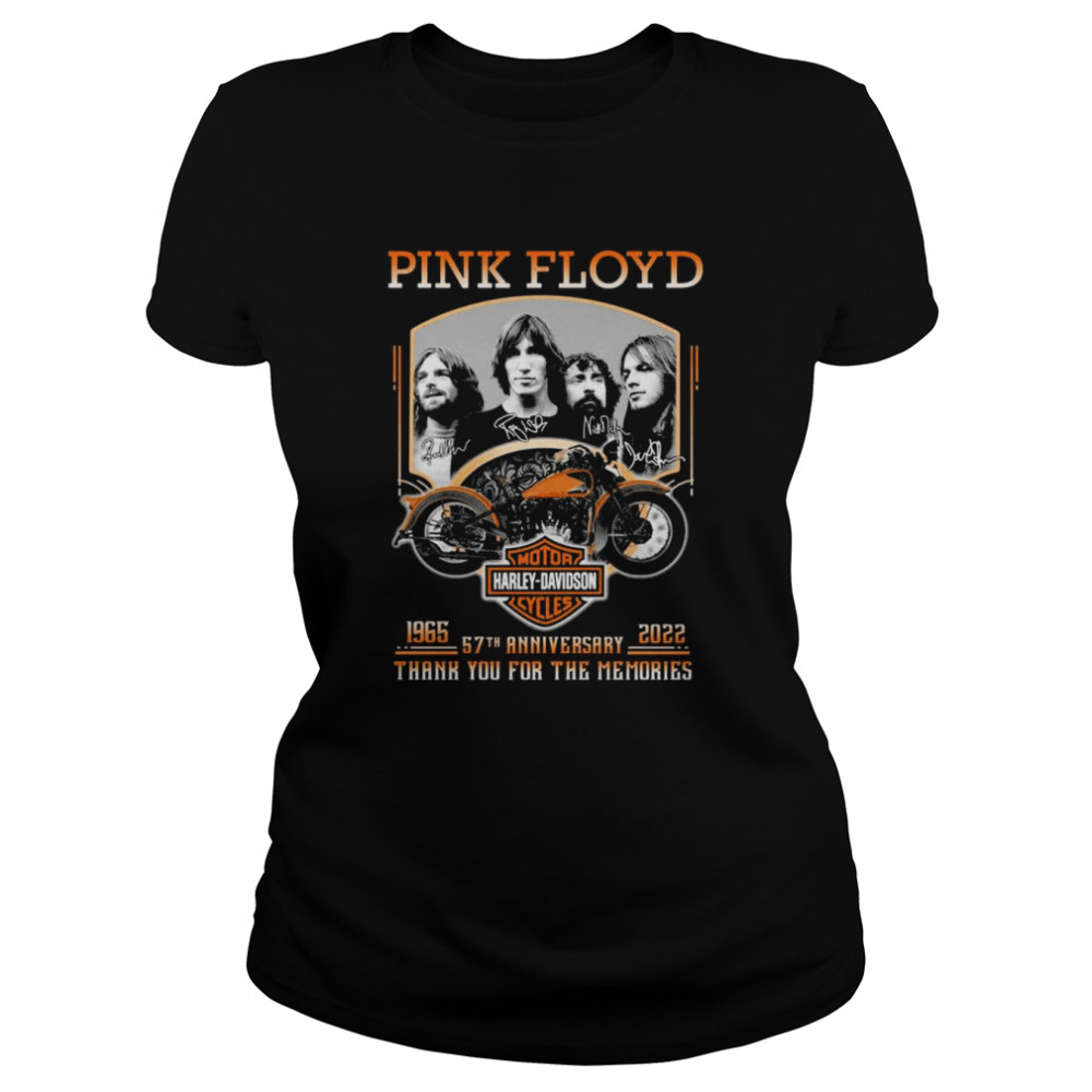 1965-2022 Pink Floyd Harley-Davidson 57th Anniversary Thank You For The Memories Signatures Classic Women's T-shirt