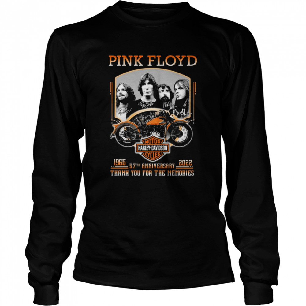 1965-2022 Pink Floyd Harley-Davidson 57th Anniversary Thank You For The Memories Signatures Long Sleeved T-shirt
