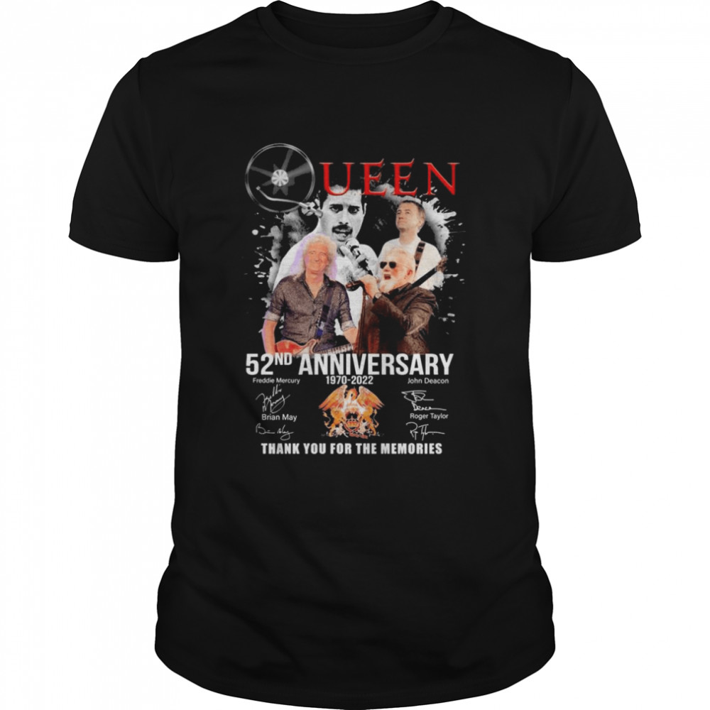 1970-2022 Queen 52nd Anniversary Thank You For The Memories Signatures Shirt