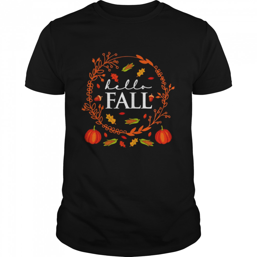 Hello Fall 2022 First Day Of Fall Hello Autumn Pumpkin Halloween Shirt
