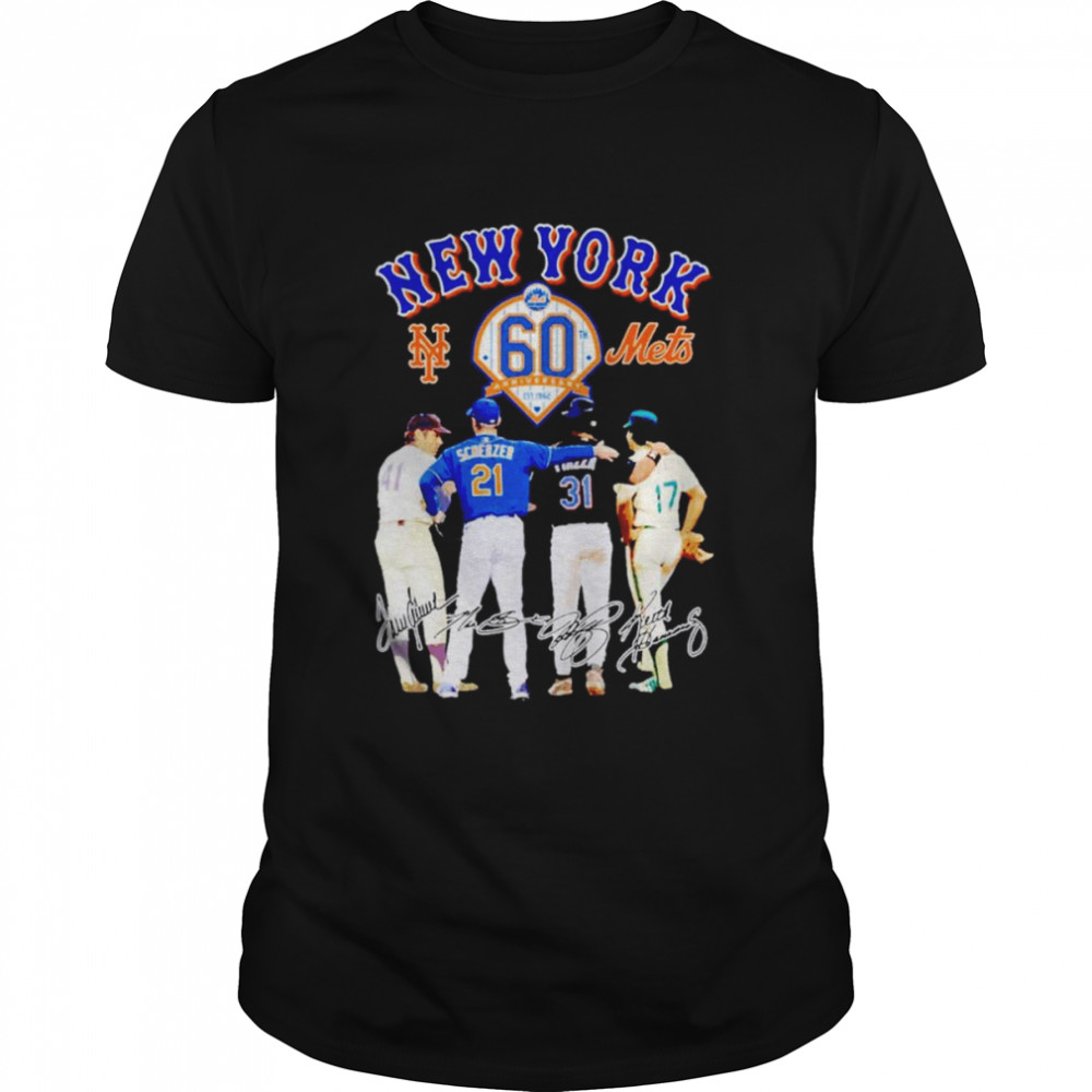 New York MetsTom Seaver Max Scherzer Mike piazza Keith Hernandez signatures shirt