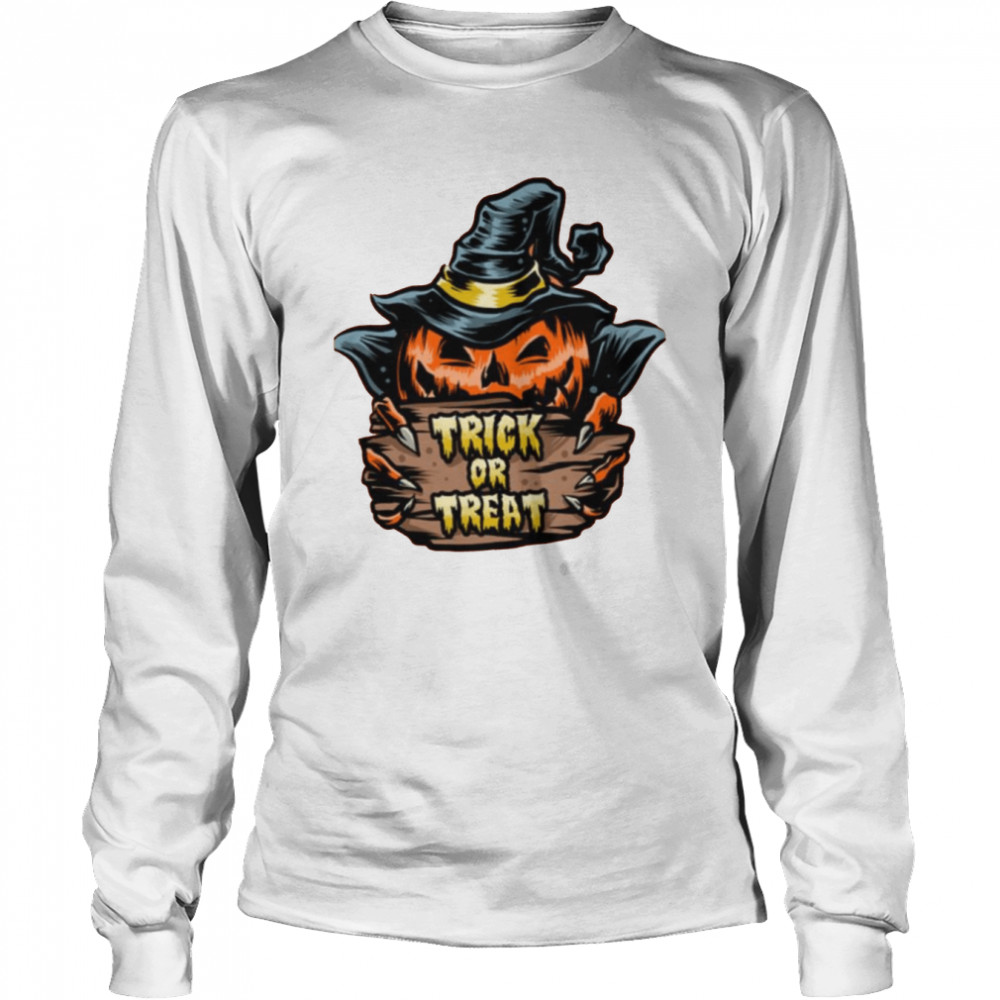 Witch Pumpkins Shost Design For Halloween Trick Or Treat  shirt Long Sleeved T-shirt