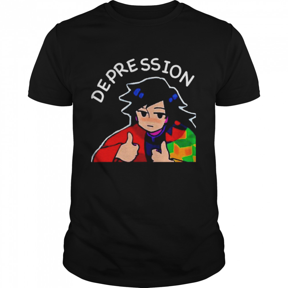 Fight Against Depression Black Background Lightweight Demon Slayer shirt