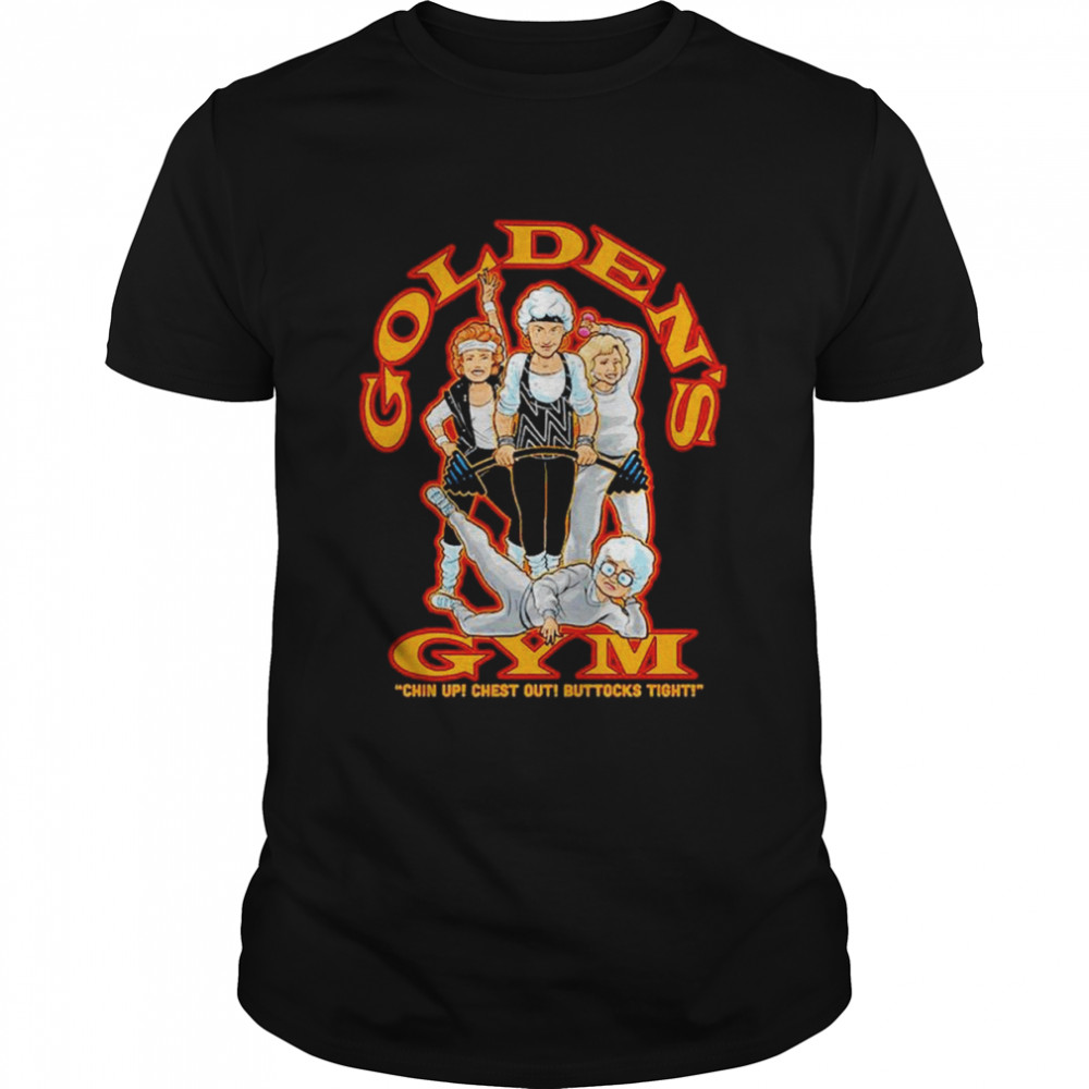 Golden’s Gym chin up chest out buttocks tight shirt