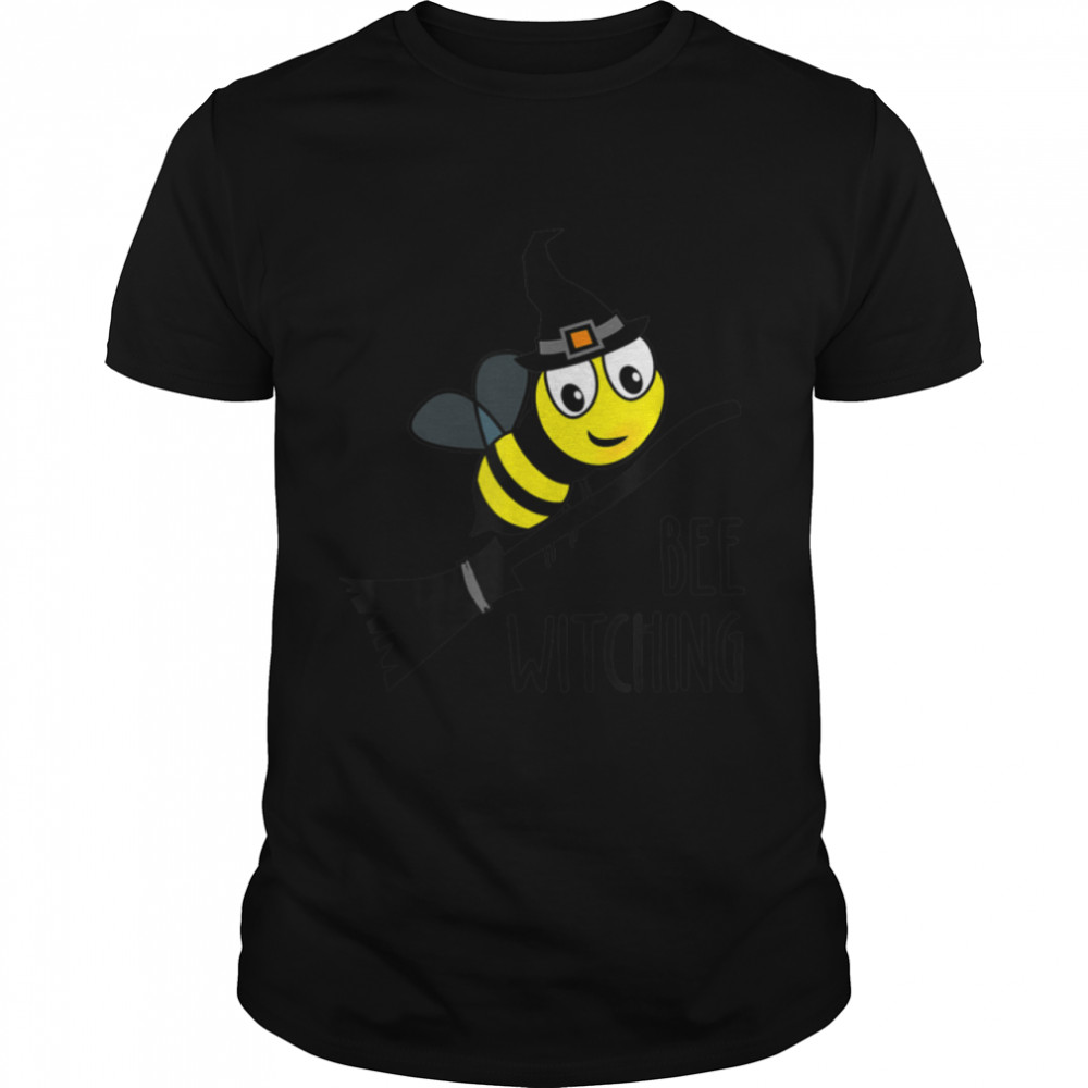 Bee Witching. Cute Funny Bee in Witches Hat Halloween Pun T- B0B7JMV398 Classic Men's T-shirt
