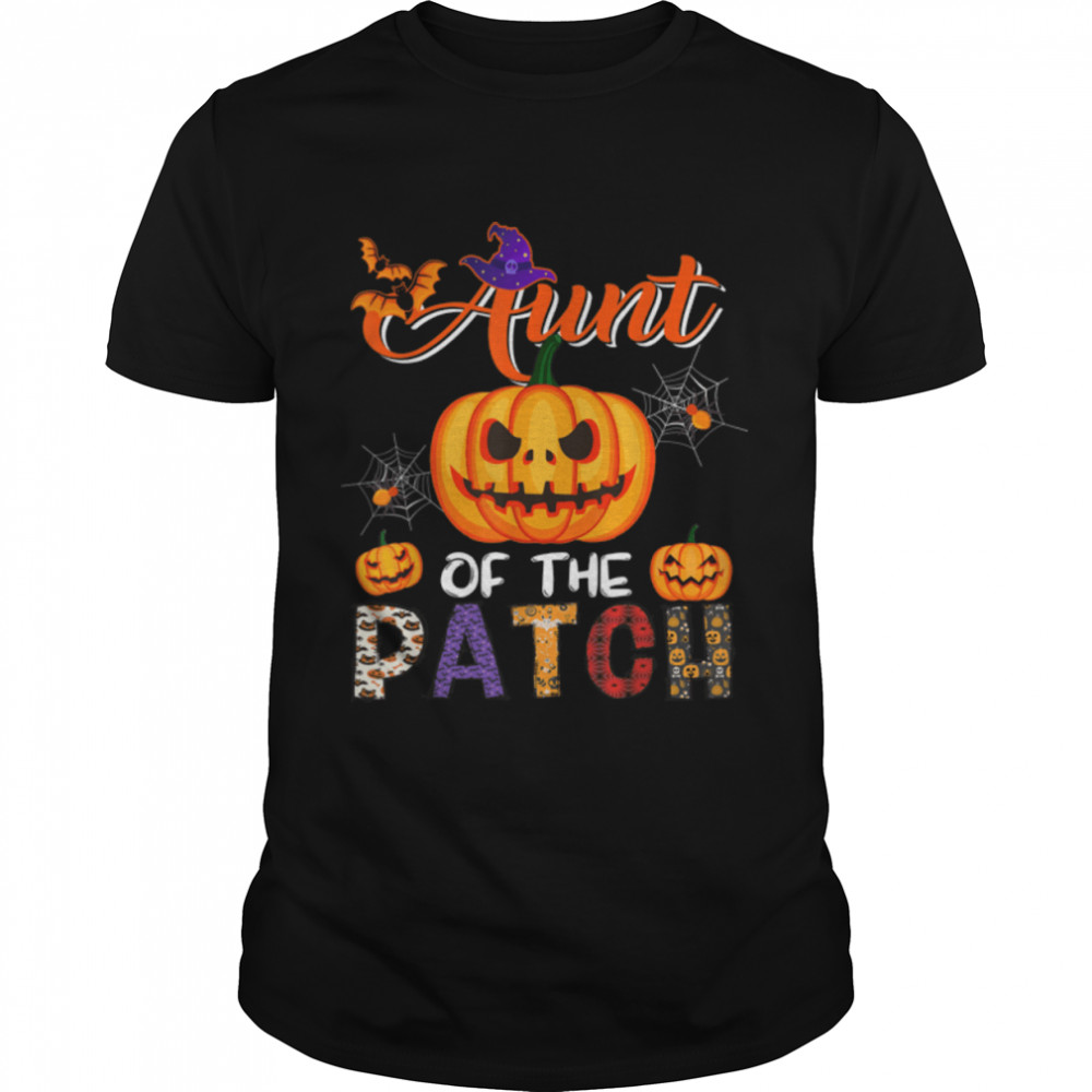 Aunt Of The Patch Halloween Scary Pumpkins Matching Family T-Shirt B0B7F3SWYX