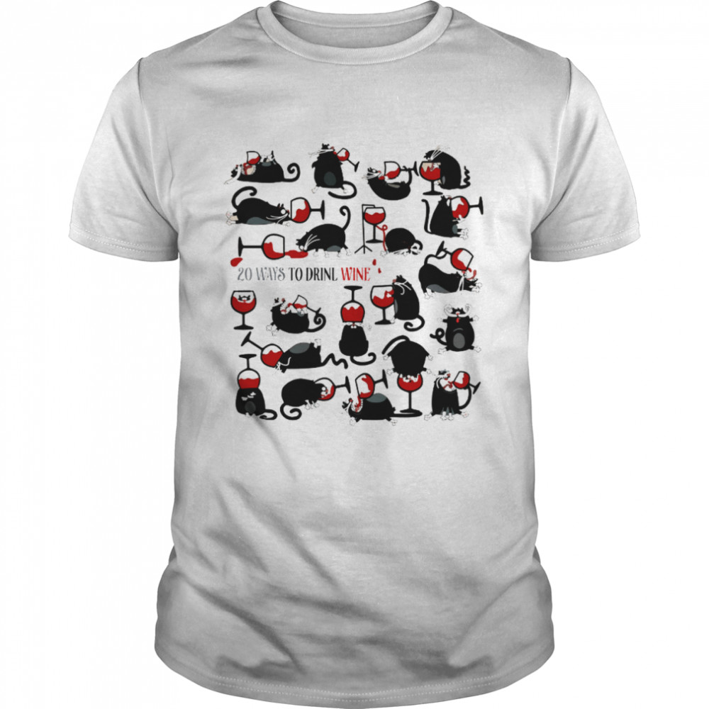 Cats 20 Ways To Drink Wine Cat Kitten Black shirt Classic Men's T-shirt