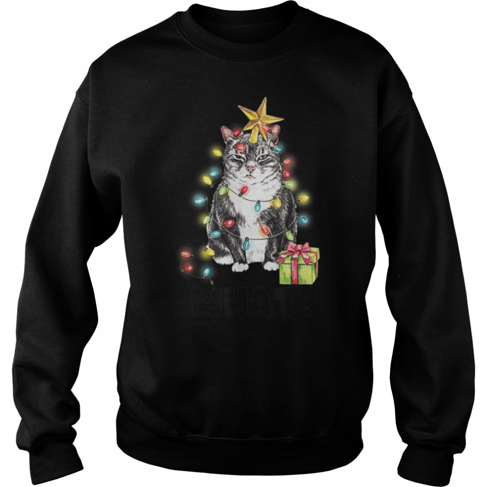 Funny Black Cat Saying What Christmas Tree X-mas T- B0B7DXJ8YF Unisex Sweatshirt