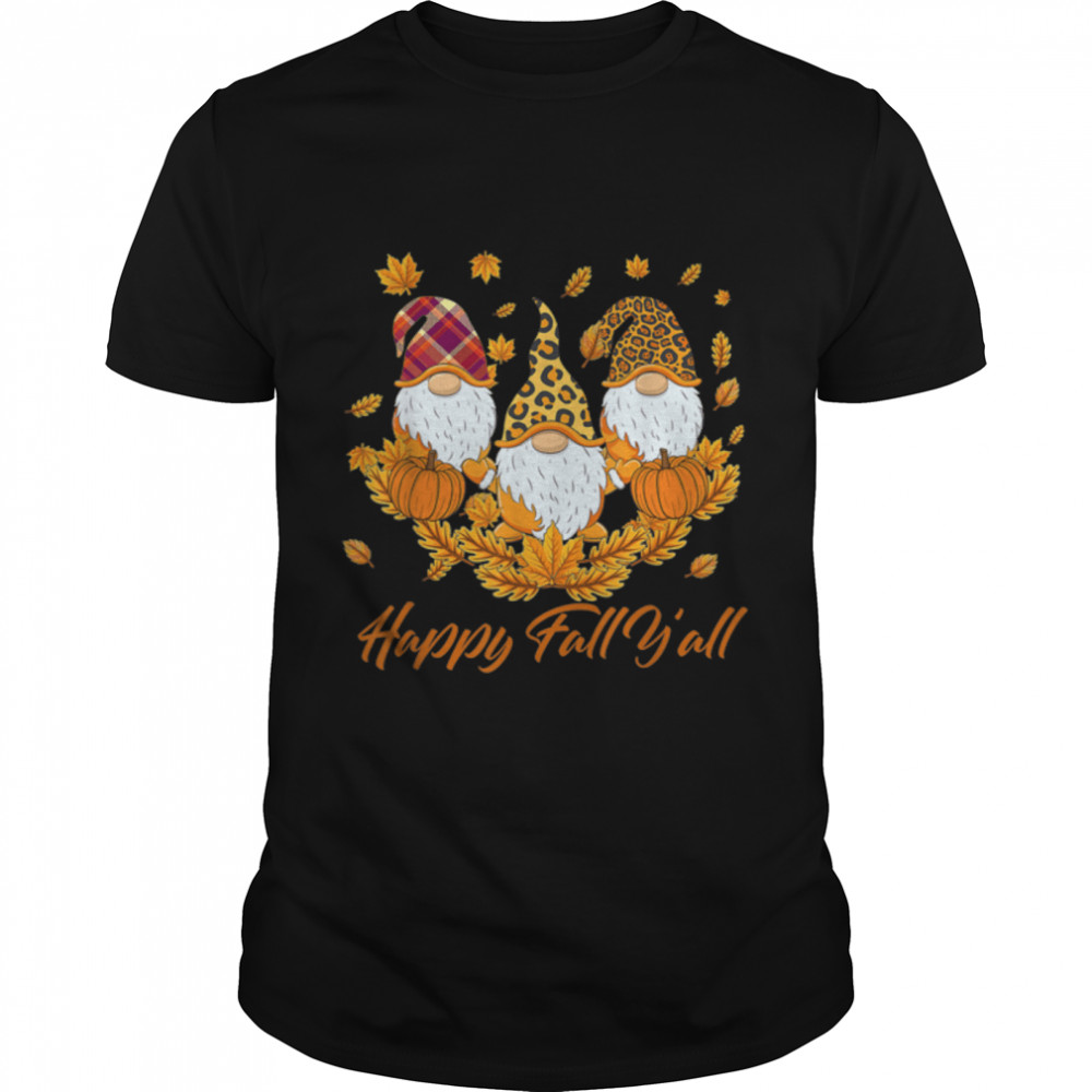 Funny Gnomes Happy Fall Y'all Gnome Leopard Pumpkin Autumn T- B0B7DY9VYZ Classic Men's T-shirt