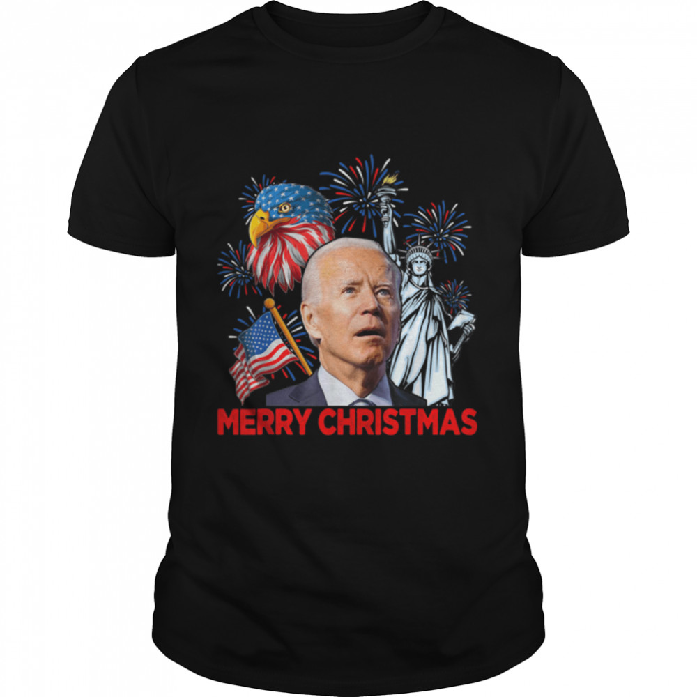 Funny Xmas Joe Biden Merry Christmas Funny 4th Of July T-Shirt B0B7DYB7GF
