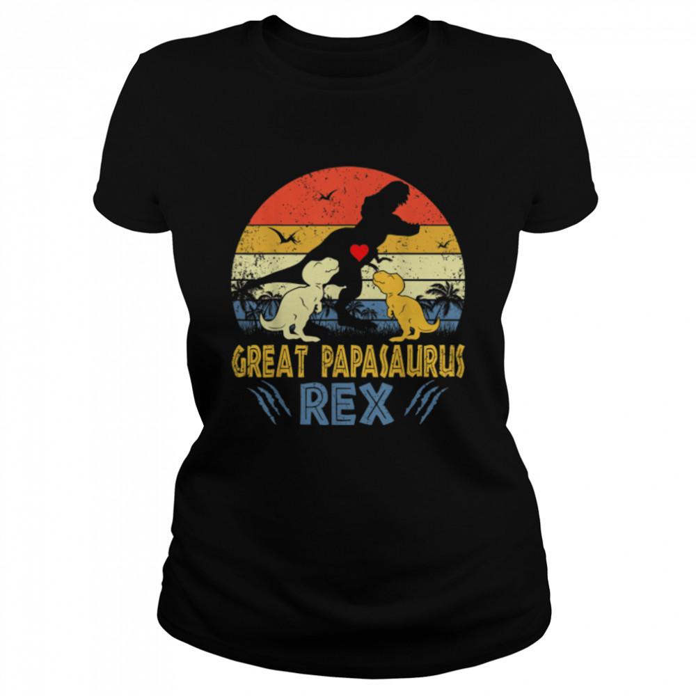 Great Papa Saurus T Rex Dinosaur Papa 2 kids Family Matching T- B0B7F4MNX2 Classic Women's T-shirt