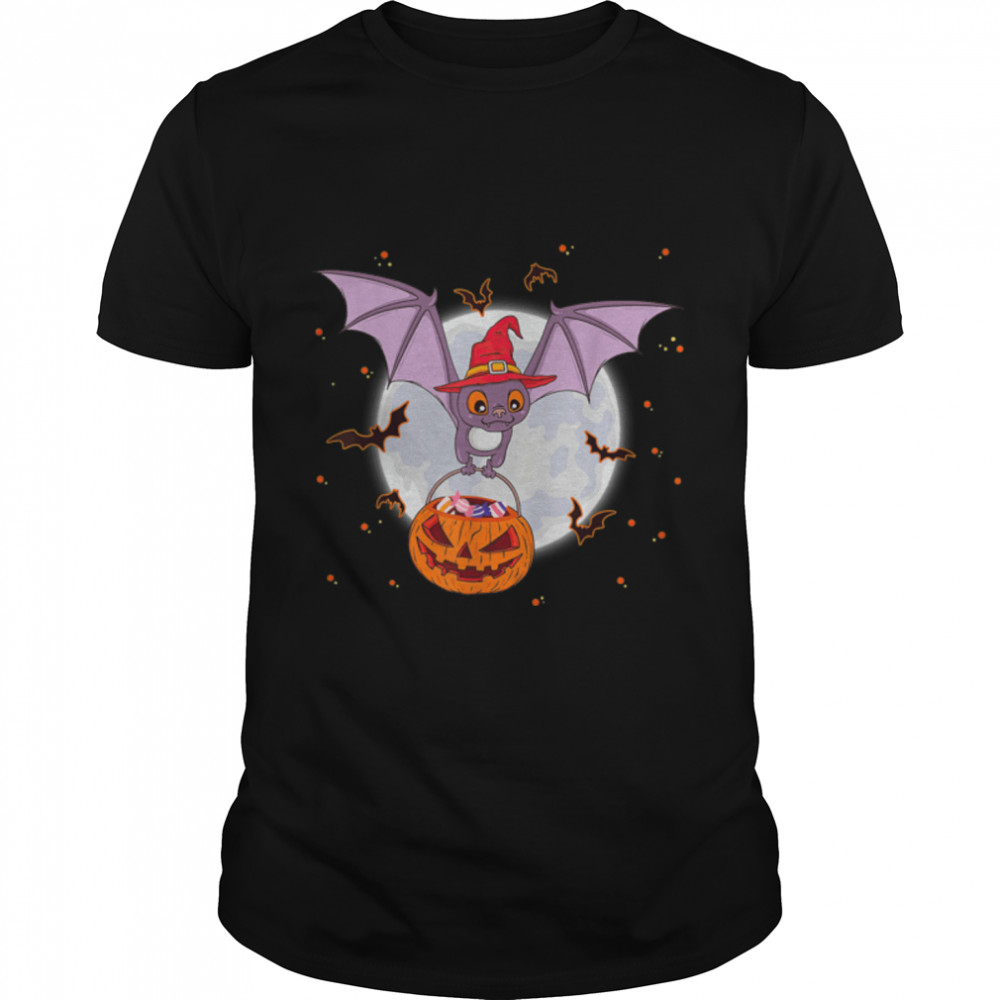 Happy Halloween Bat Pumpkin Love Witch T-Shirt B0B7JQTVDP