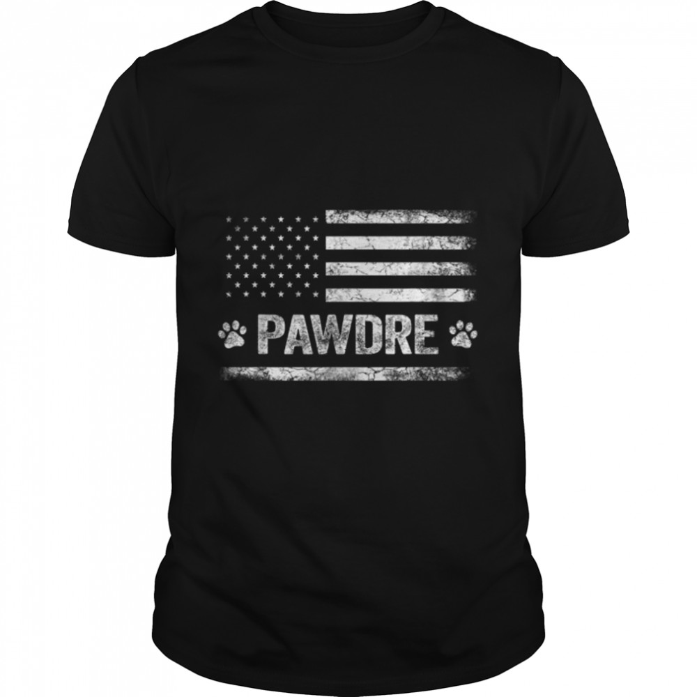 Mens Pawdre Best Dog Dad Ever US Flag Dog Paw Tee Dog Lover T-Shirt B0B7F1H1ZM