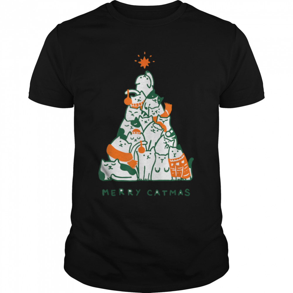 Merry Catmas Cat Lover Funny Cat Christmas T-Shirt B0B7DYNPL5