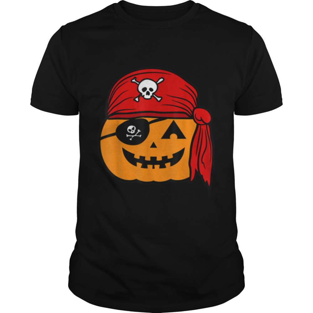 Pumpkin Pirate Lazy Halloween Costume T-Shirt B0B7F7CQ3S
