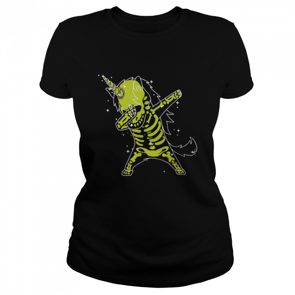 Skeletone Unicorn Dab Halloween Lover Cute Unicorn T- B0B7F4CS88 Classic Women's T-shirt