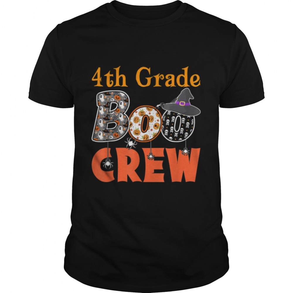 Spooky Halloween Teacher Student 4th Grade Boo Crew T-Shirt B0B7F49SNG