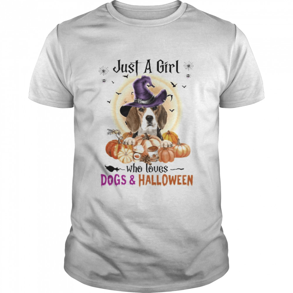 Black Beagle Just A Girl Who Loves Dogs And Halloween  Classic Men's T-shirt