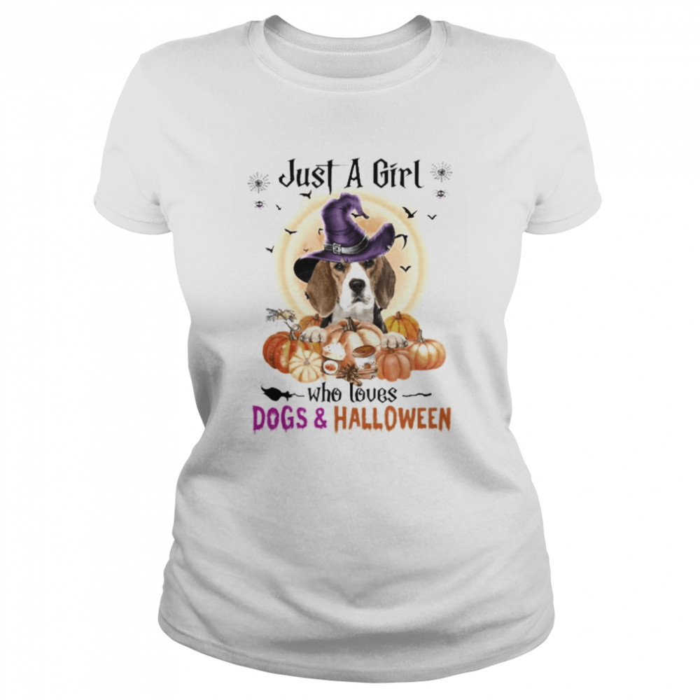 Black Beagle Just A Girl Who Loves Dogs And Halloween  Classic Women's T-shirt