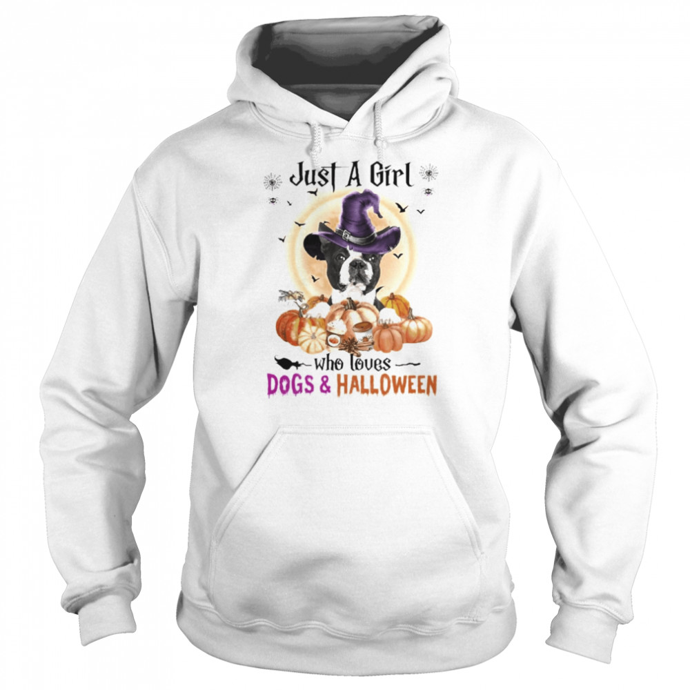 Black Boston Terrier Just A Girl Who Loves Dogs And Halloween  Unisex Hoodie