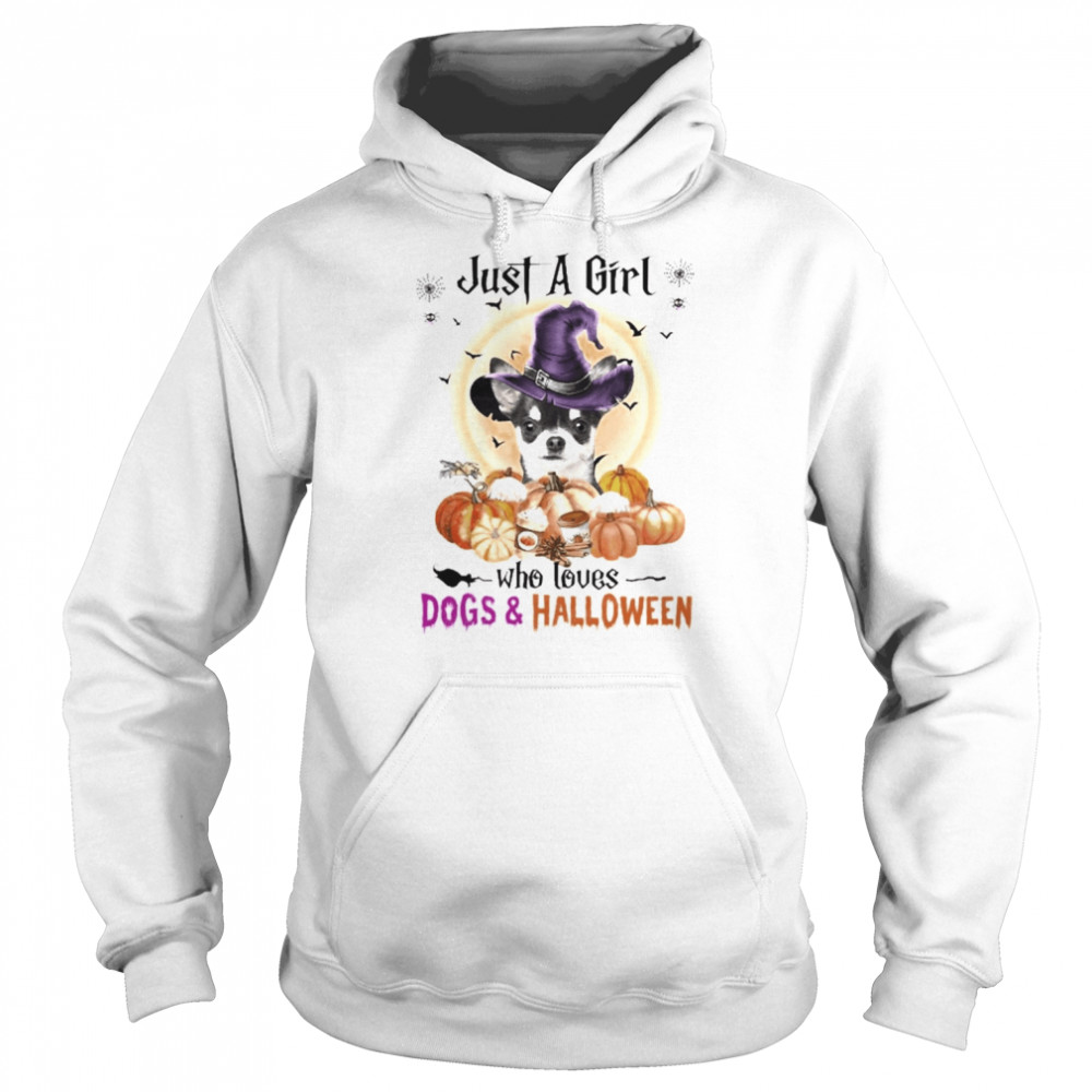 Black Chihuahua Just A Girl Who Loves Dogs And Halloween  Unisex Hoodie