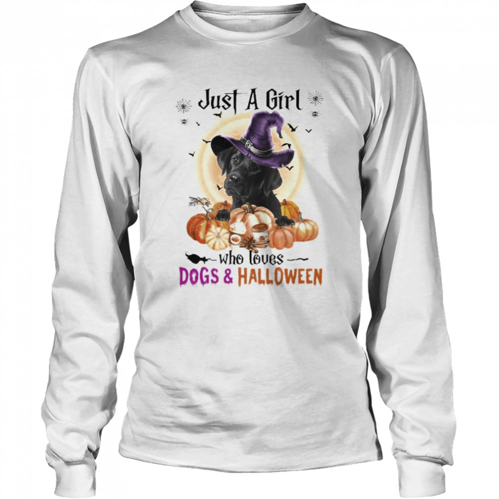 Black Labrador Just A Girl Who Loves Dogs And Halloween  Long Sleeved T-shirt