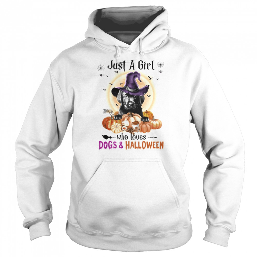 Black Labrador Pup Just A Girl Who Loves Dogs And Halloween  Unisex Hoodie