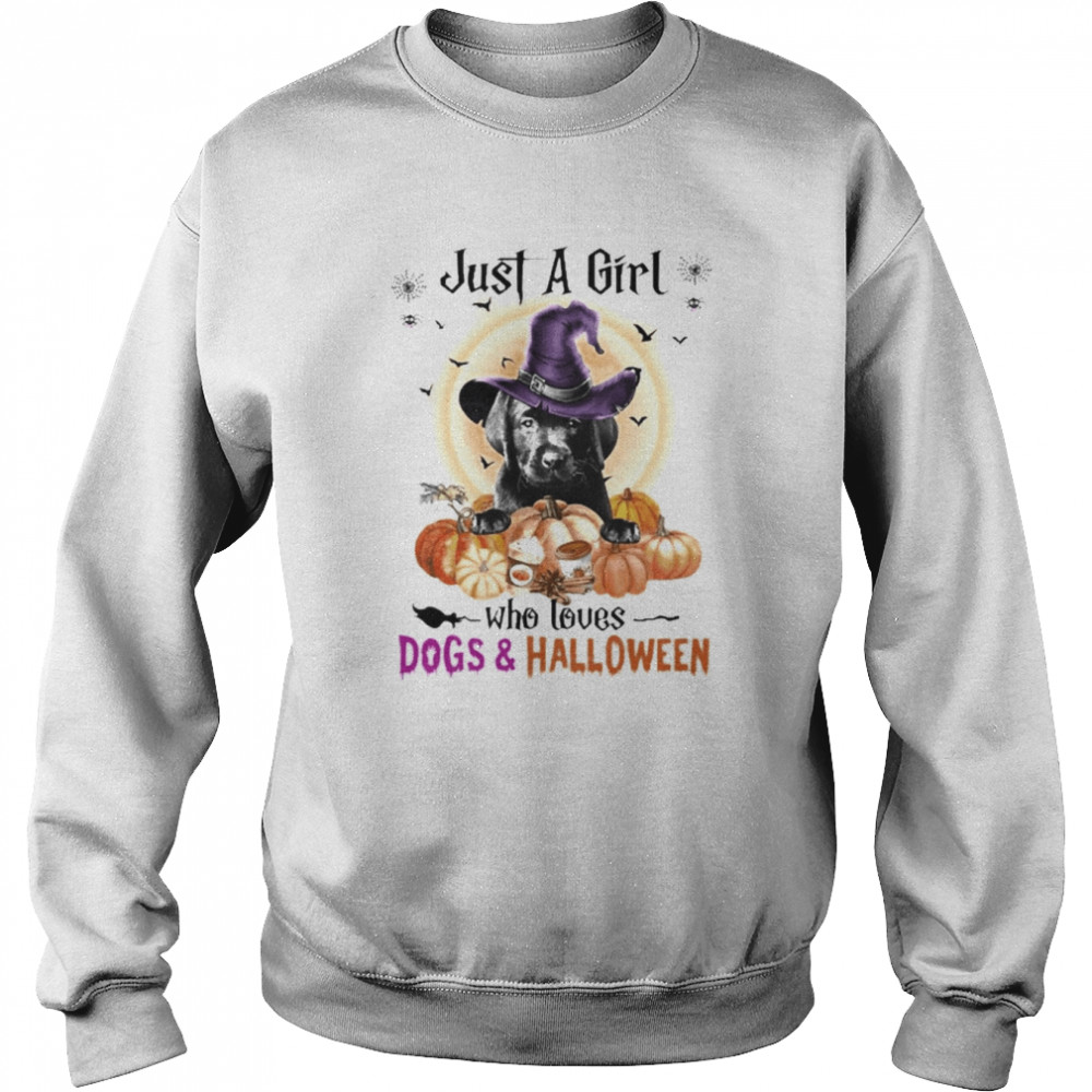Black Labrador Pup Just A Girl Who Loves Dogs And Halloween  Unisex Sweatshirt