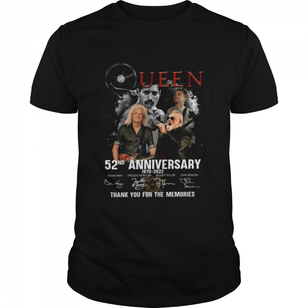 Queen Band Members 52nd Anniversary 1970-2022 Signatures shirt