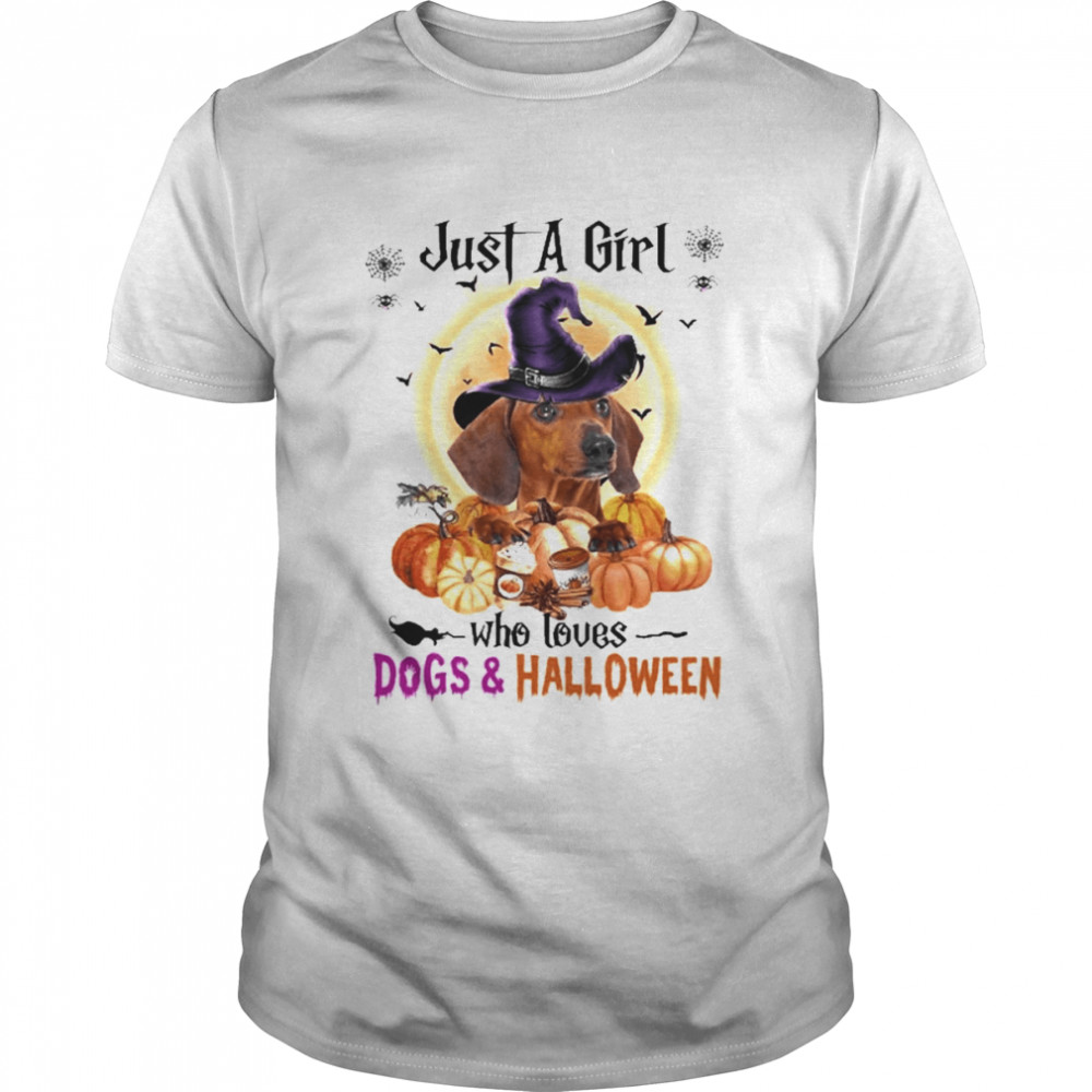Red Dachshund Just A Girl Who Loves Dogs And Halloween Shirt