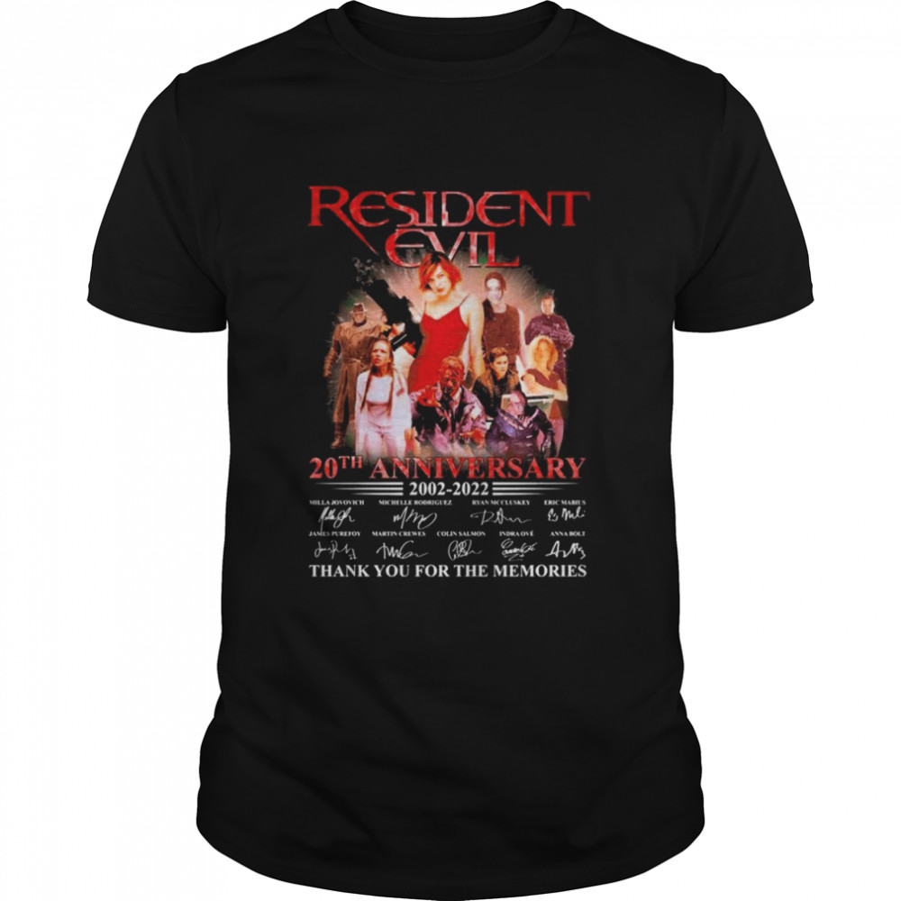 Resident Evil 20th anniversary 2002-2022 thank you for the memories signatures shirt