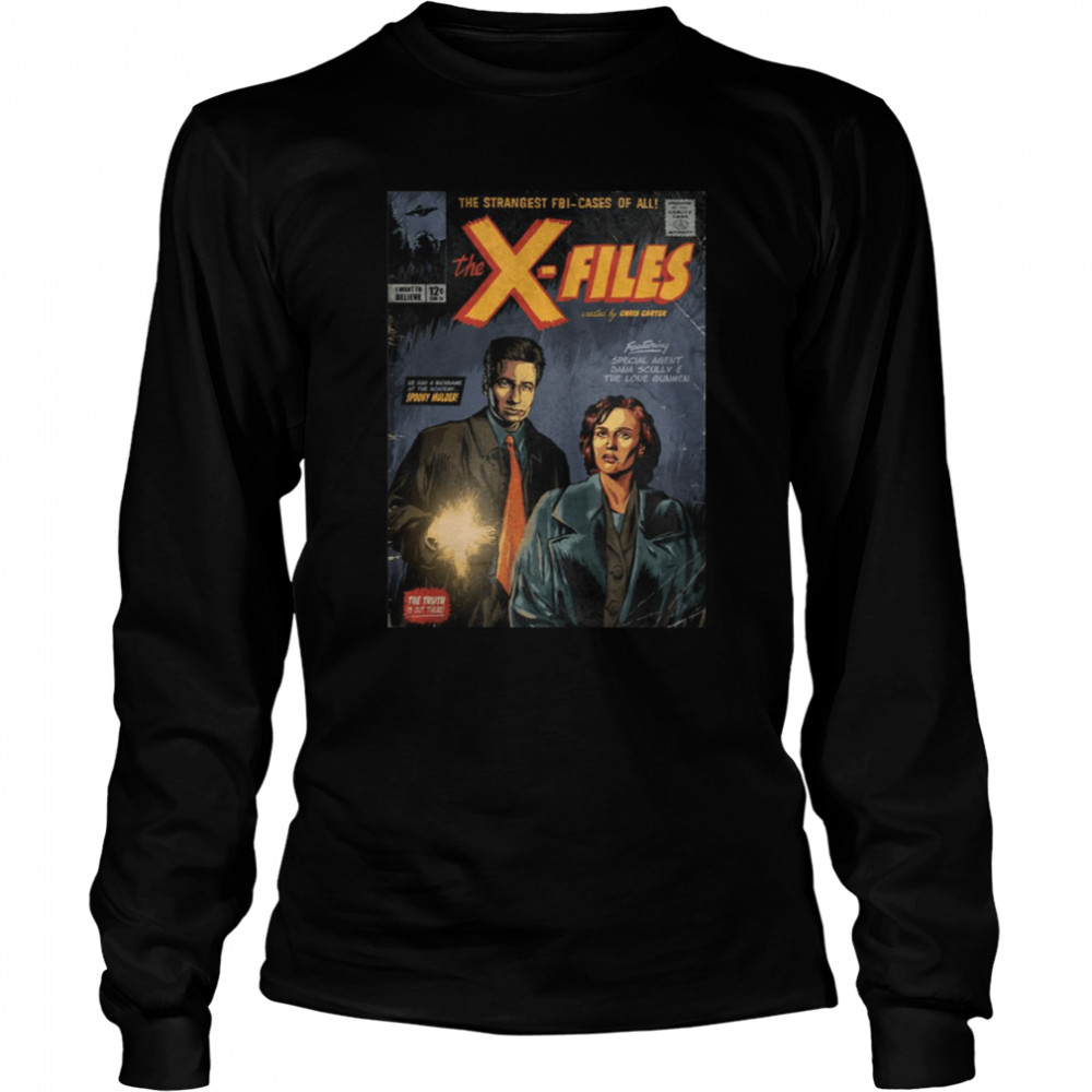 The Xfiles Mulder And Scully Comic Style shirt Long Sleeved T-shirt