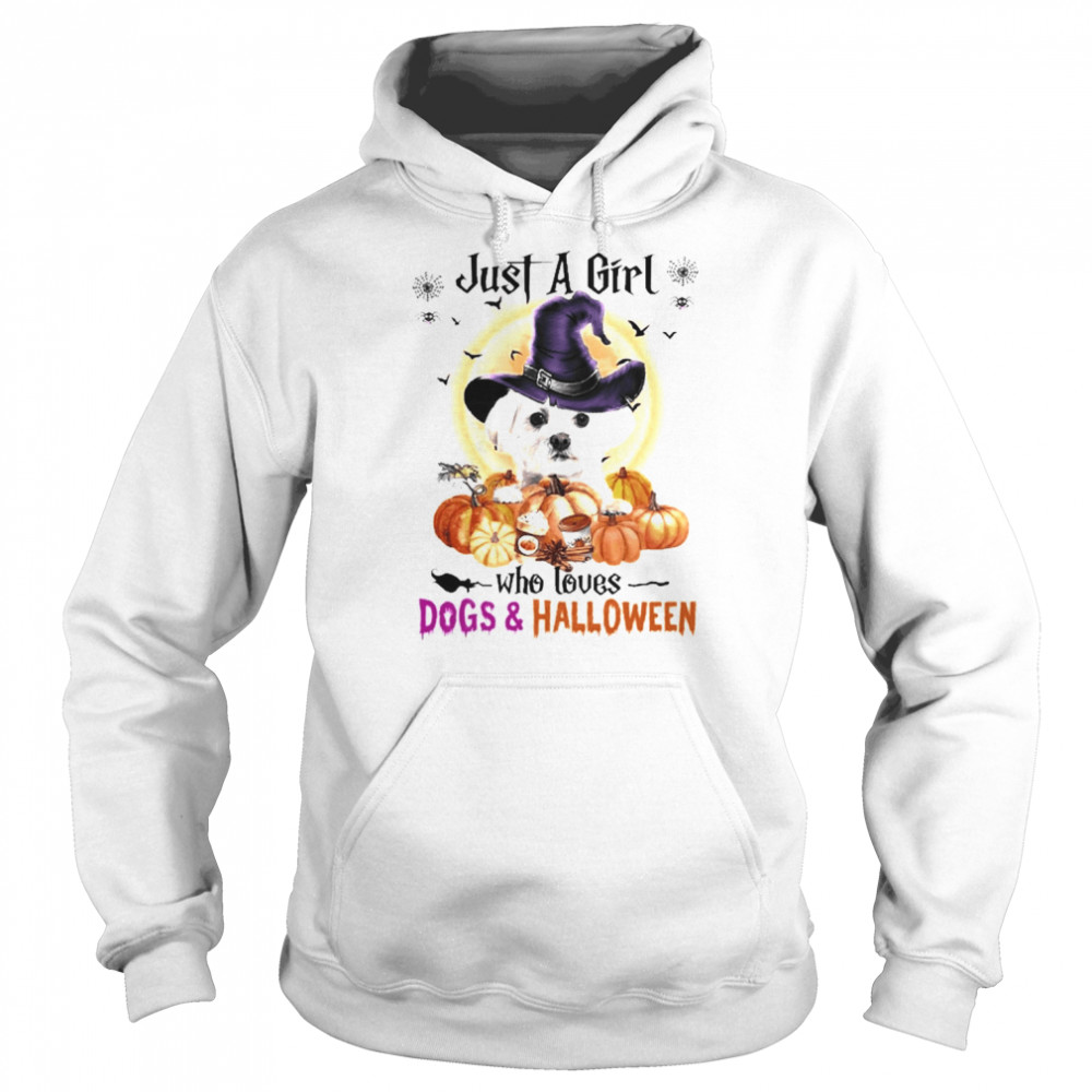 White Maltese Just A Girl Who Loves Dogs And Halloween  Unisex Hoodie